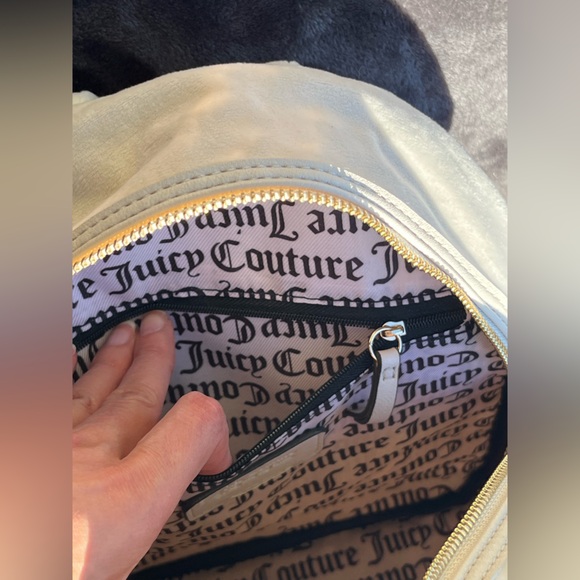 Juicy Couture velvet backpack. Ivory w/rhinestone logo. Ivory. NWT. Great gift. - Picture 10 of 16